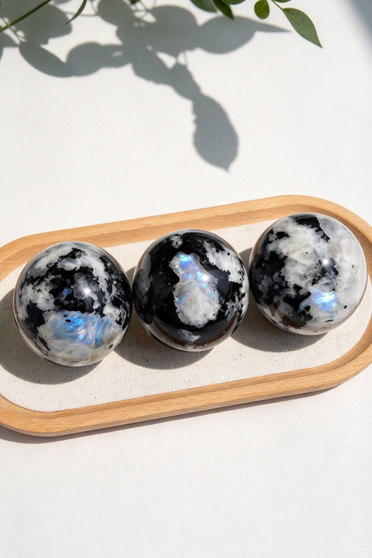 Rainbow Moonstone Spheres 1.57"-2.76"
