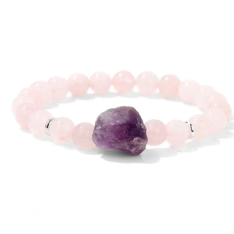 Raw Amethyst Nature Crystal Beaded Bracelets for Lovers