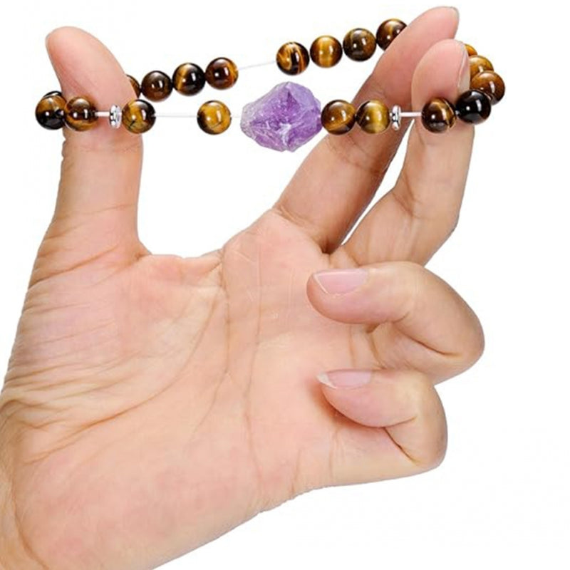 Raw Amethyst Nature Crystal Beaded Bracelets for Lovers