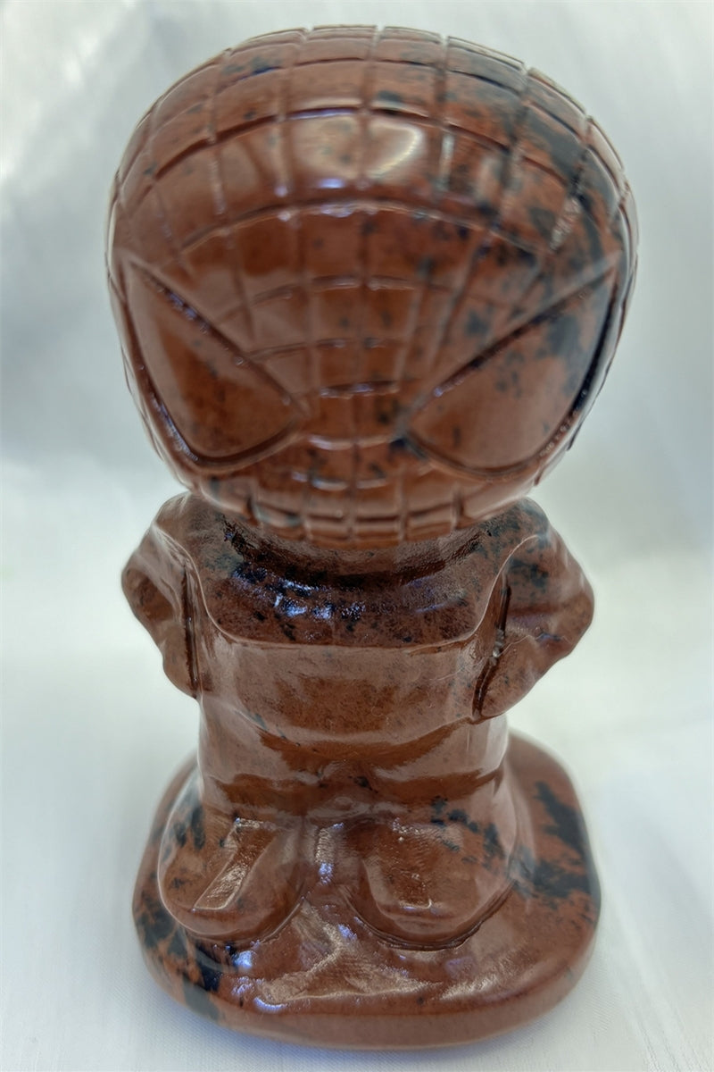 Red Obsidian Spiderman Figurine Natural Crystal Carvings 3.7 Inches