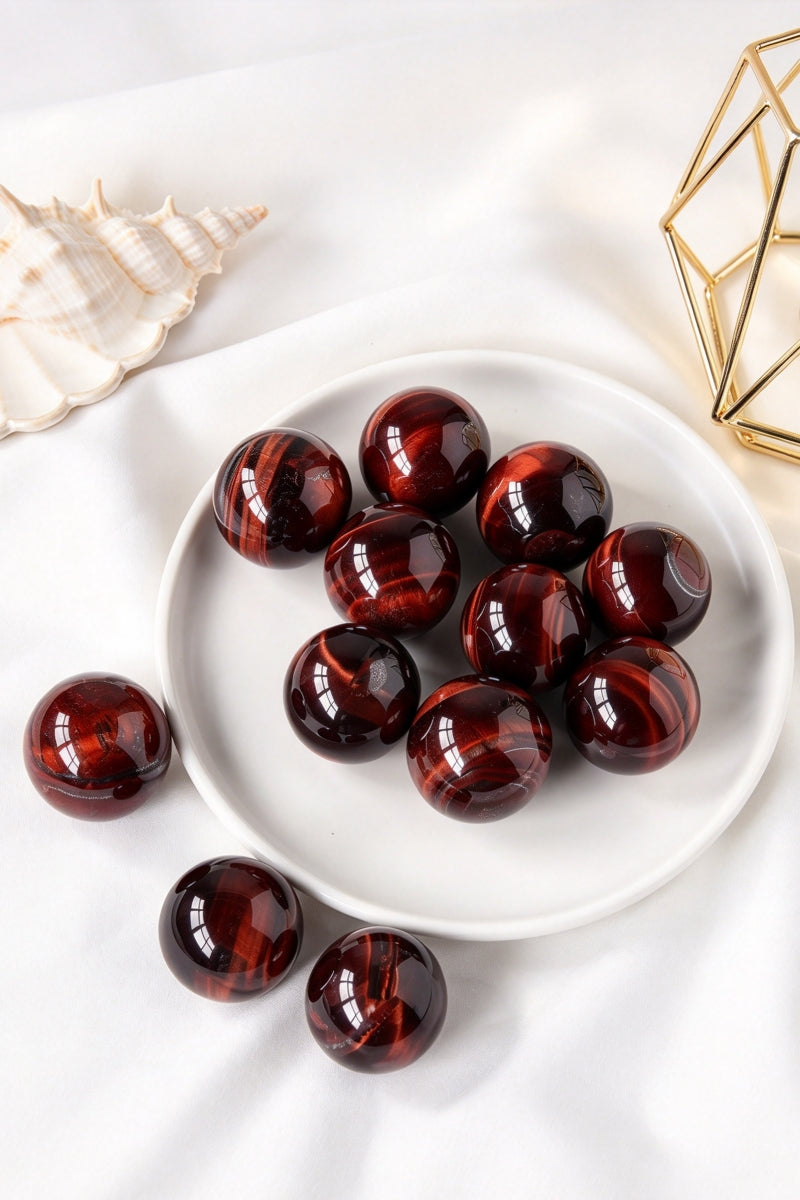 Red Tiger's Eye Sphere with Free Holders