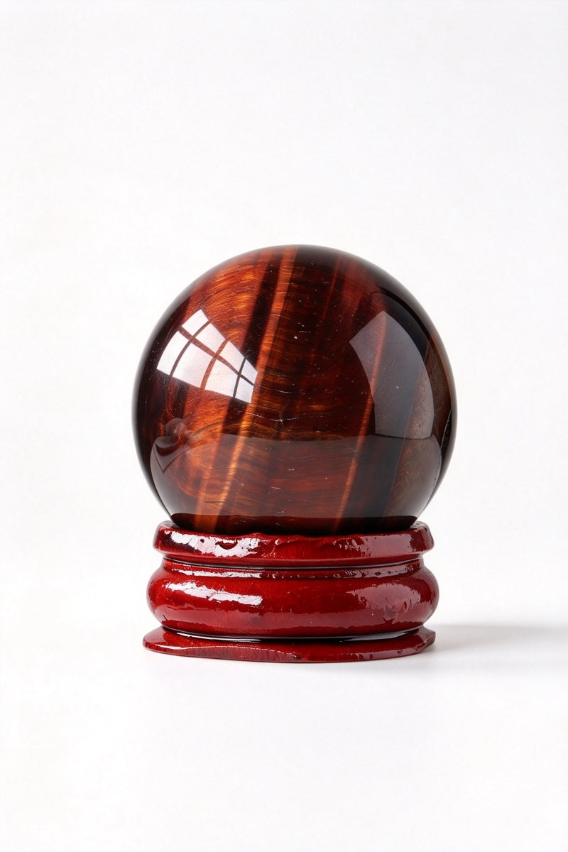 Red Tiger's Eye Sphere with Free Holders