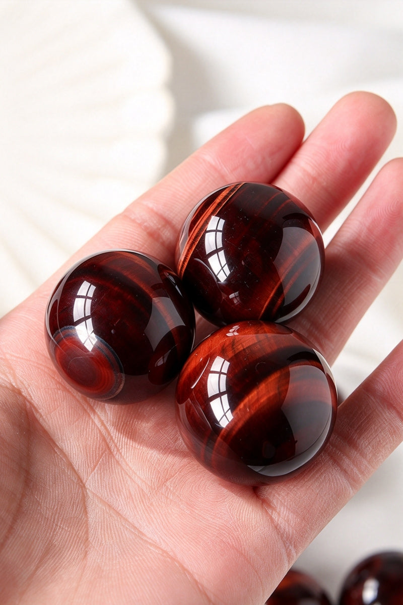 Red Tiger's Eye Sphere with Free Holders