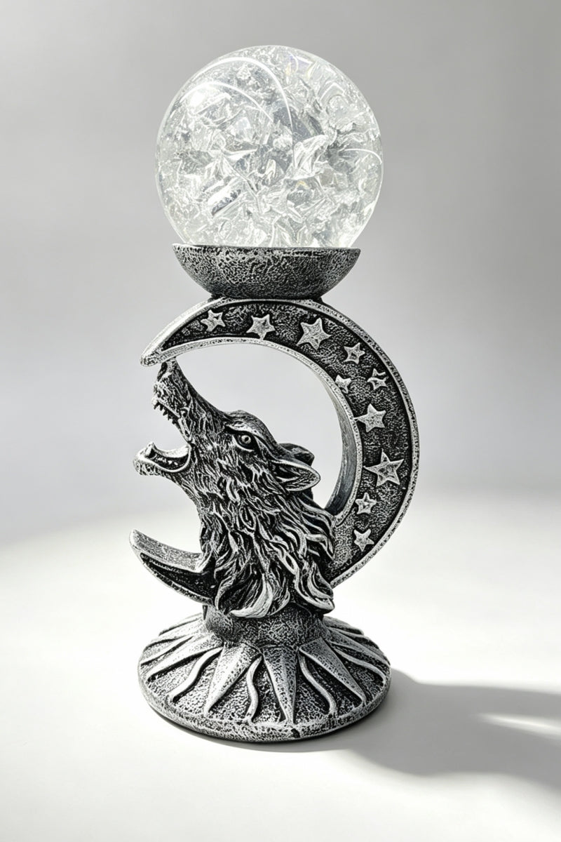 Resin Craft Moon Wolf Head Base Ornament Stand Sphere Holders