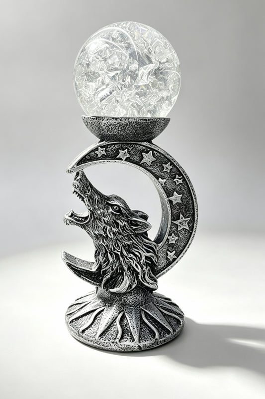 Resin Craft Moon Wolf Head Base Ornament Stand Sphere Holders