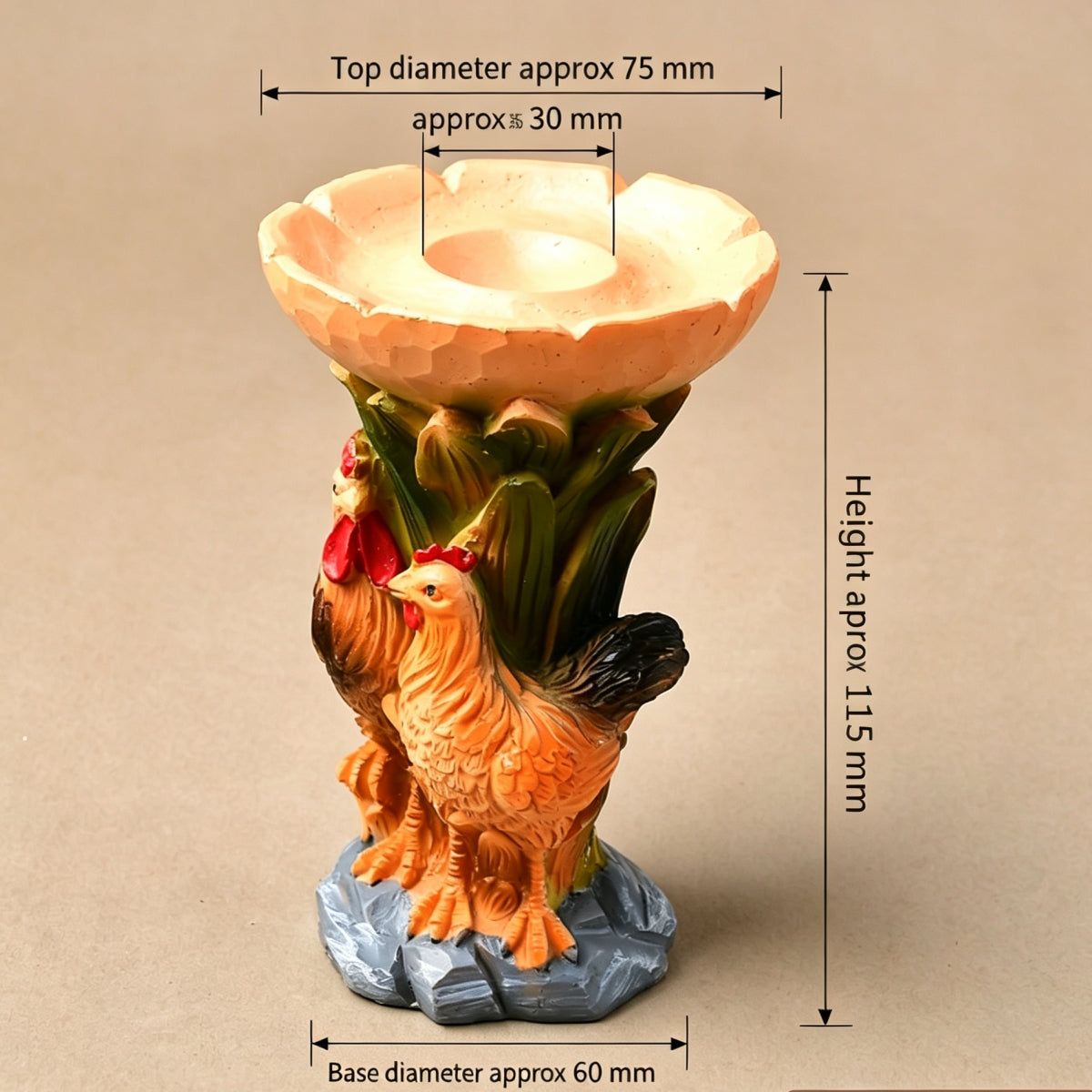 Resin Rooster Figurine Sphere Holders