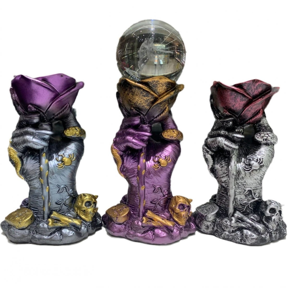 Rose Hand Sphere Holders Cluster Bases