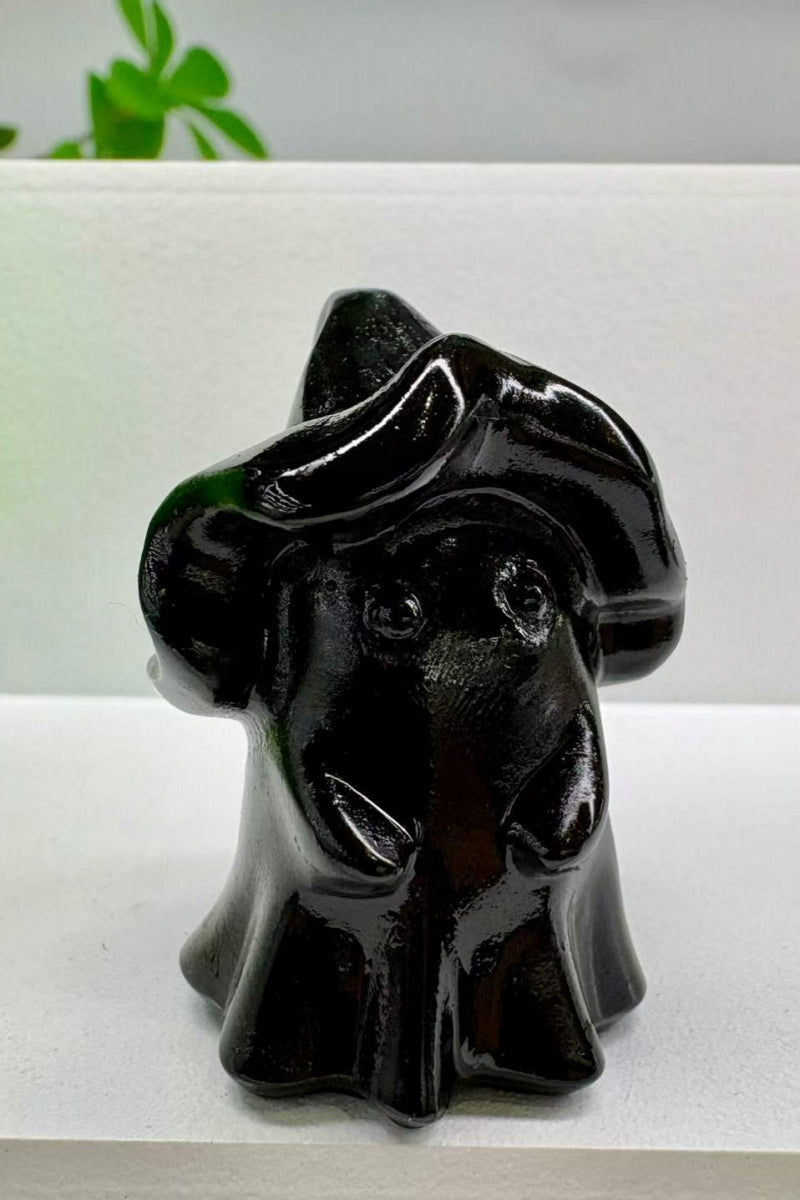 Rose Quartz Black Obsidian Yooperlite Halloween Wizard Carvings 1.57"