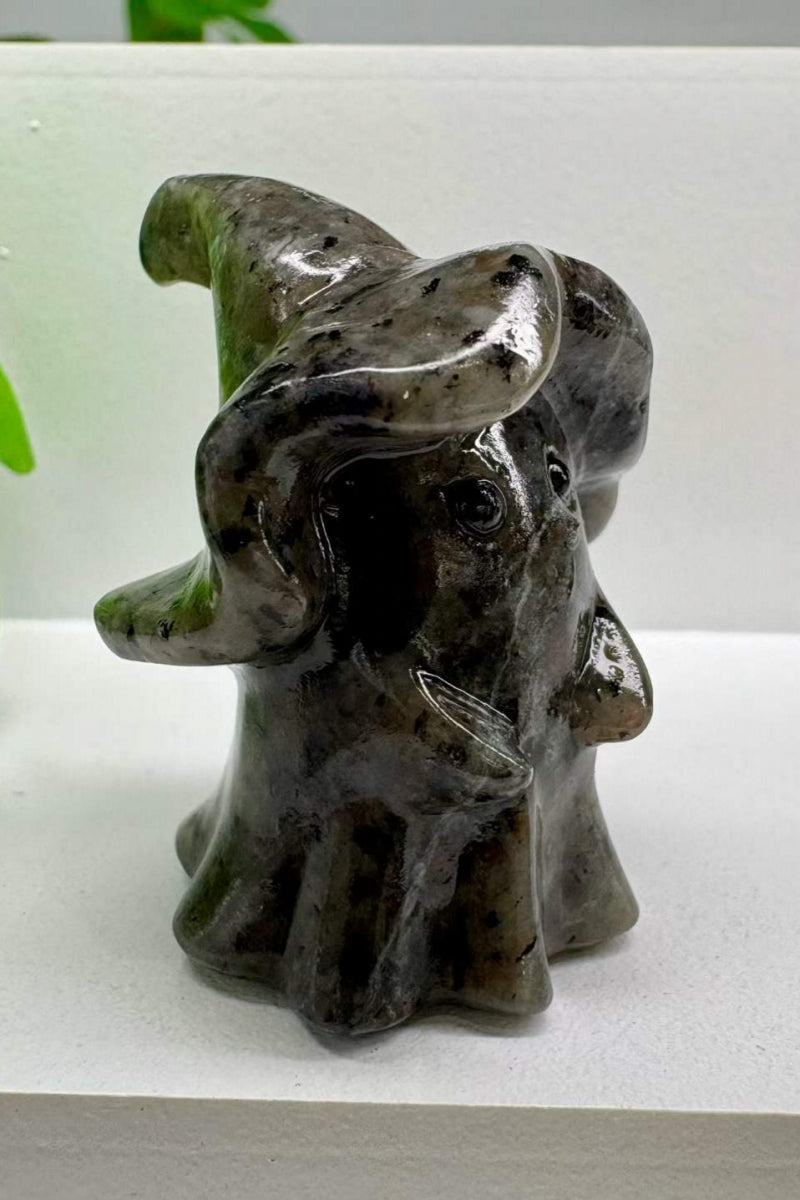 Rose Quartz Black Obsidian Yooperlite Halloween Wizard Carvings 1.57"