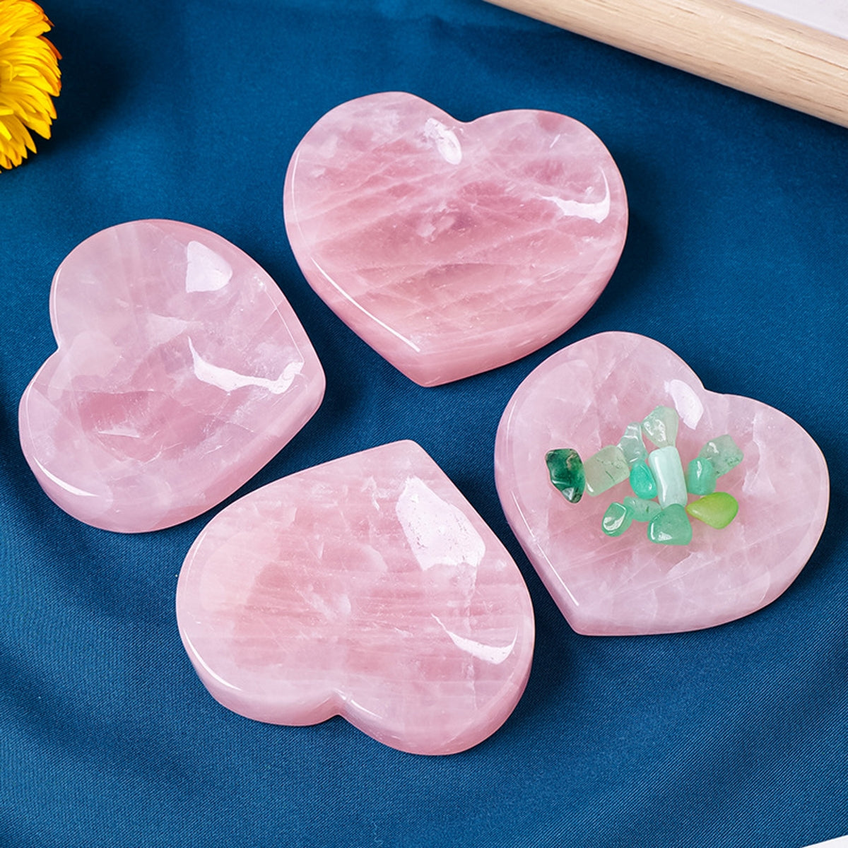 Rose Quartz Heart Shaped Bowl Ornament Carvings 1.97"