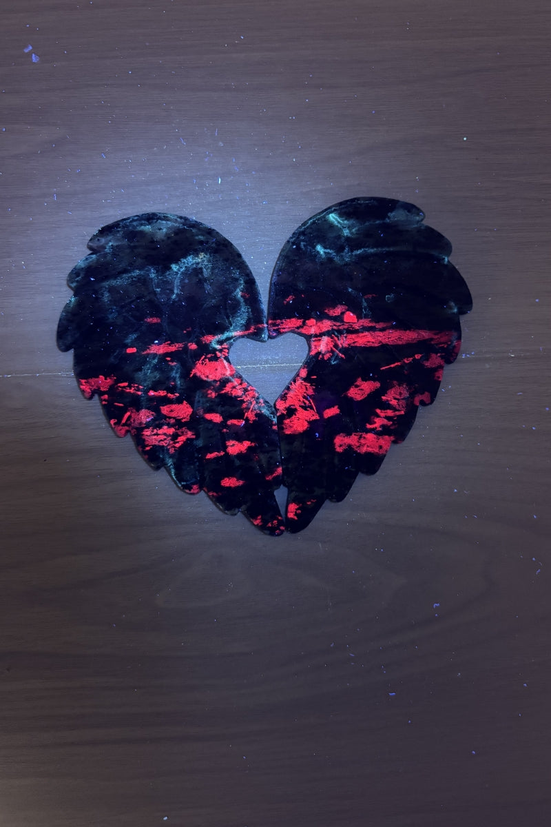 Ruby Zoisite Heart Wings with Free Holder