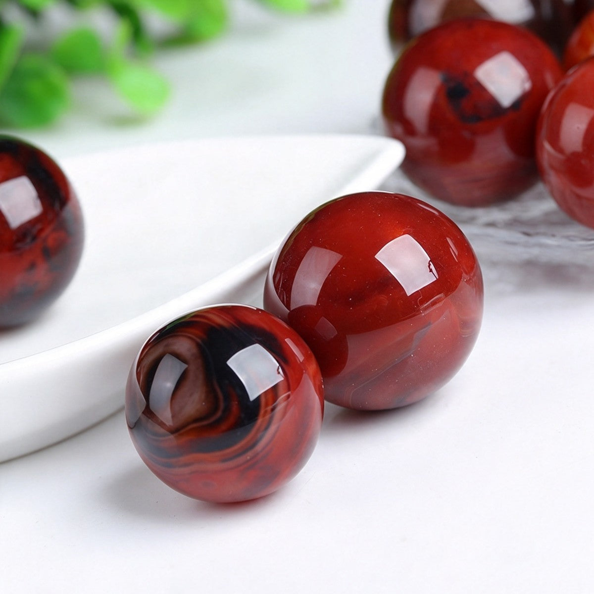 Sardonyx Small Sphere Chips Tumbles 1.18"-1.57"