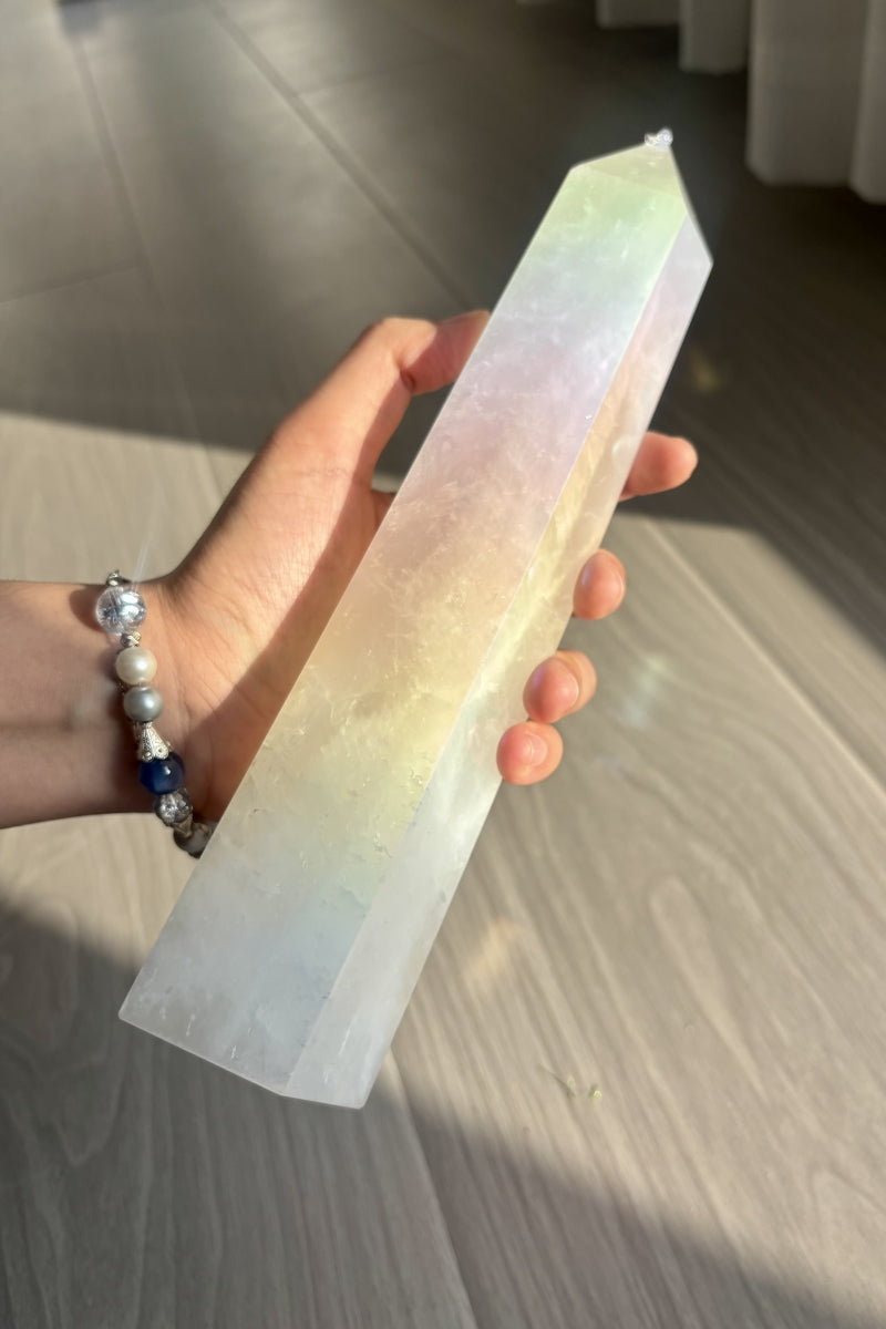 Shining Big Aura Clear Quartz Towers 9.06" Tall