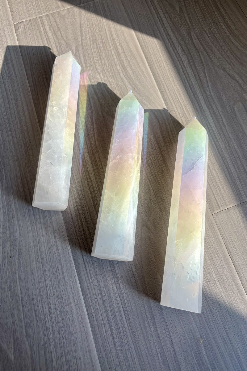 Shining Big Aura Clear Quartz Towers 9.06" Tall