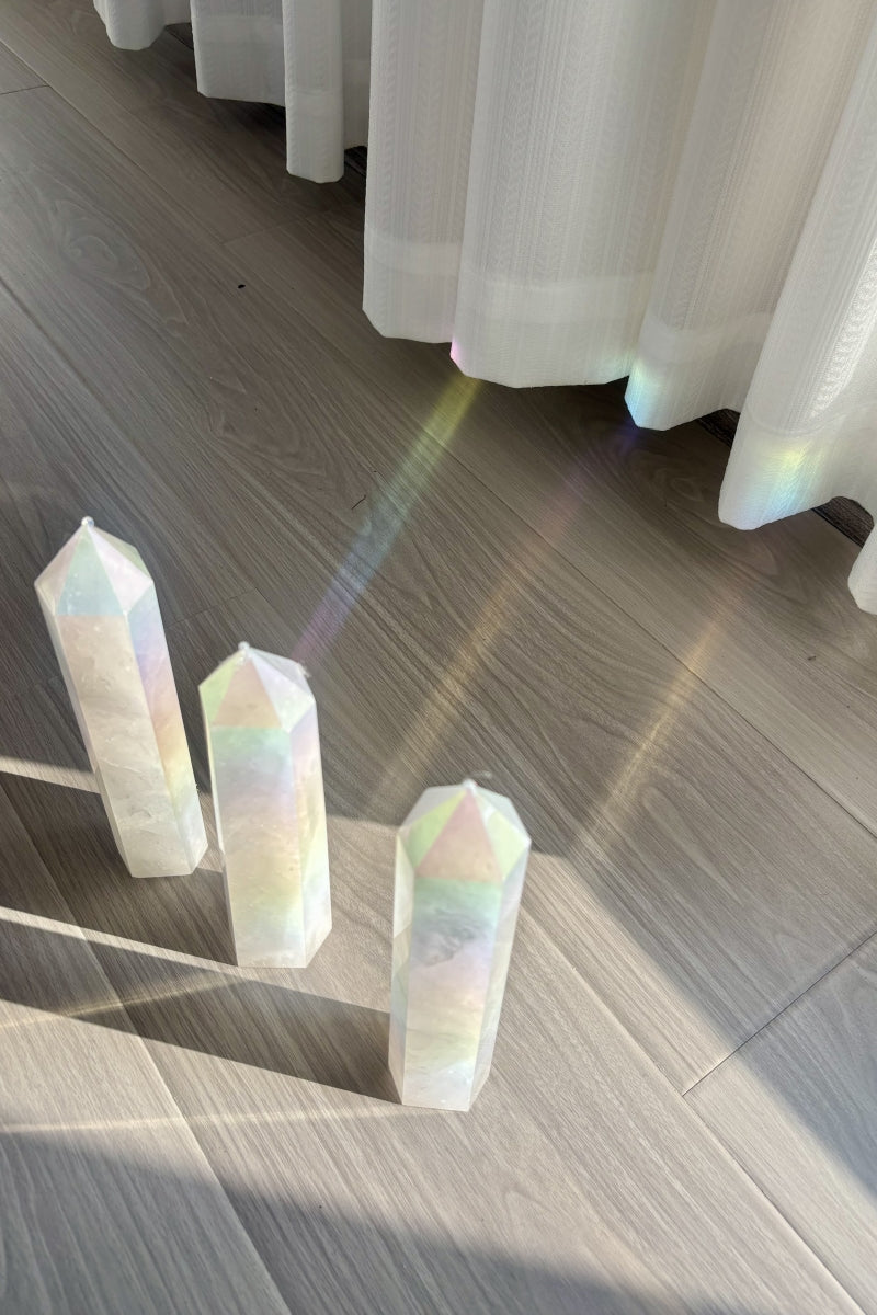 Shining Big Aura Clear Quartz Towers 9.06" Tall