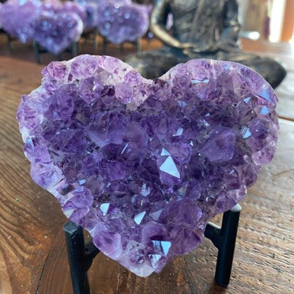 Shining Natural Druzy Amethyst Heart Clusters