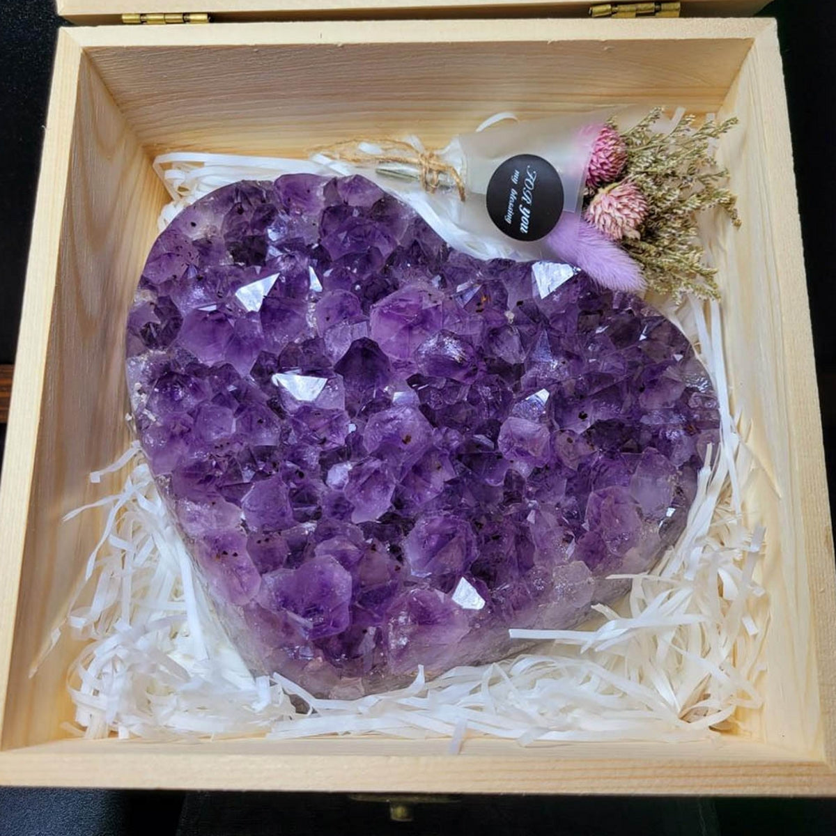 Shining Natural Druzy Amethyst Heart Clusters
