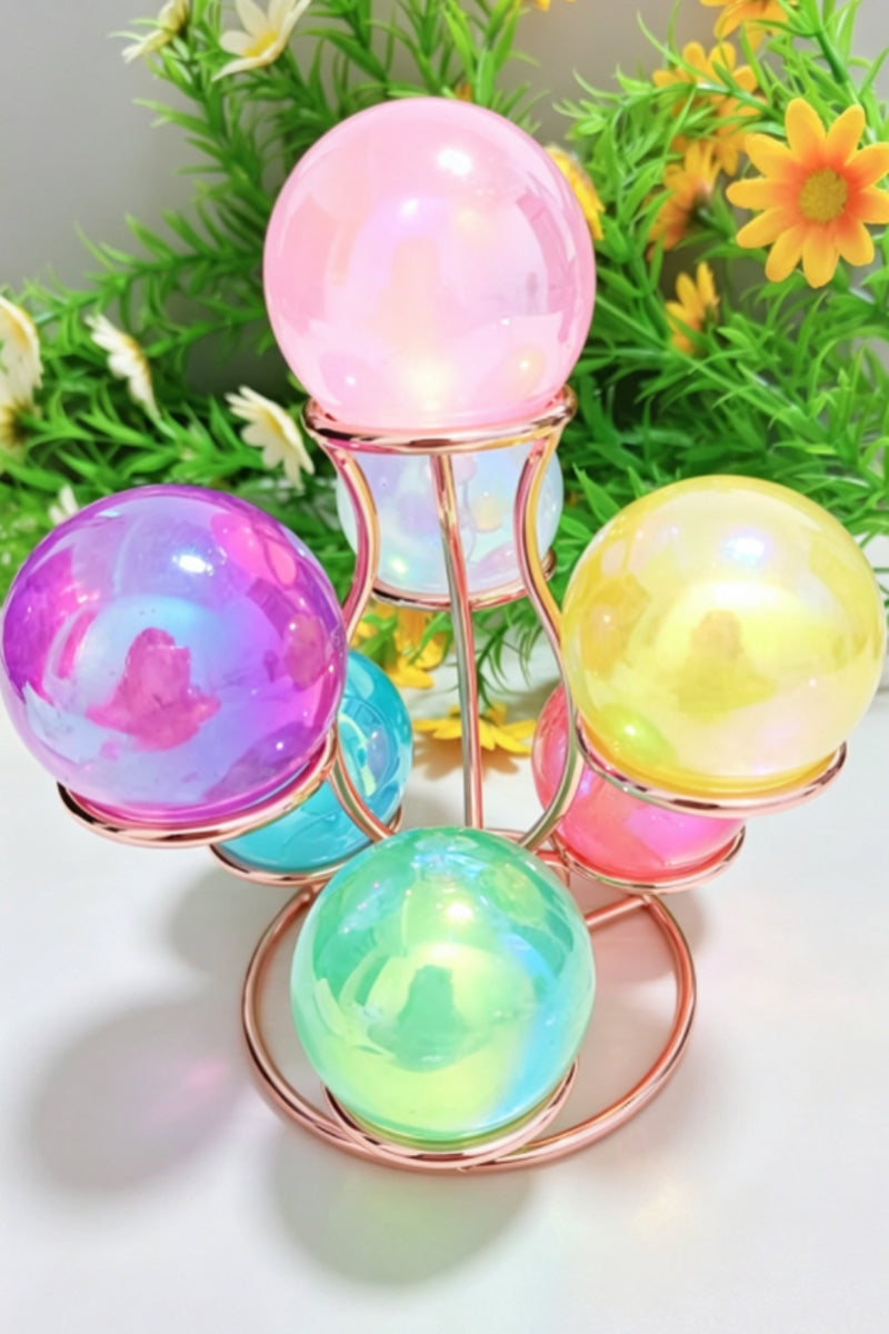 Shinny Aura Calcite Sphere 7 pieces