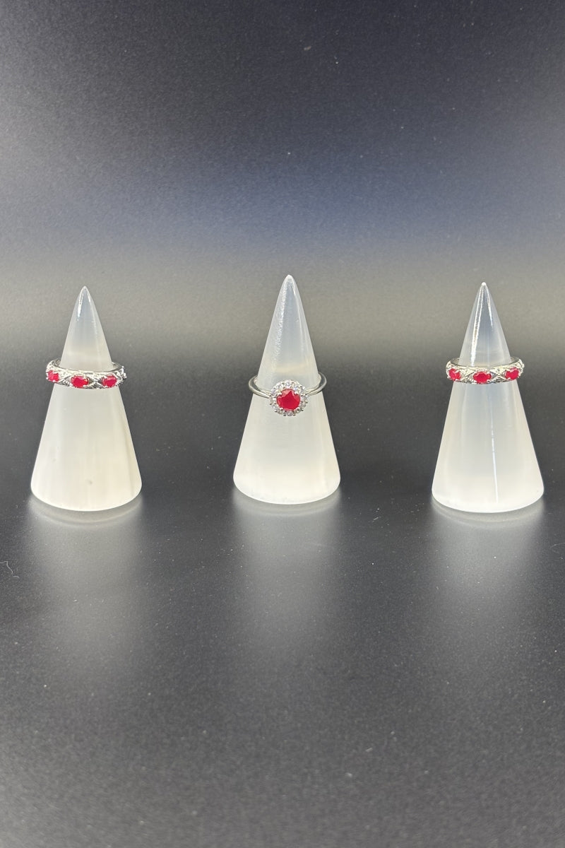 Shiny White Selenite Crystal Ring Holders