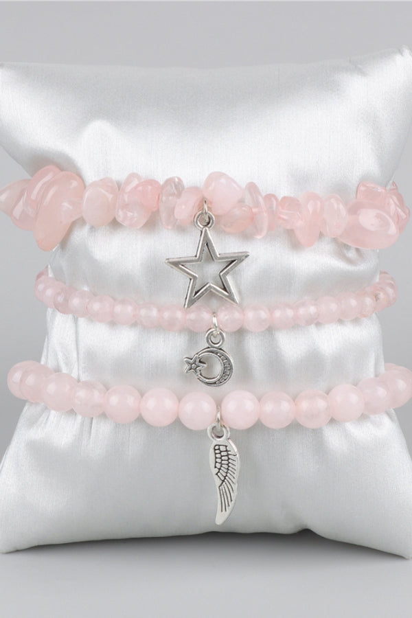 Simple Nature Crystal Bracelets Set Moon and Star 3 Piece Bracelets