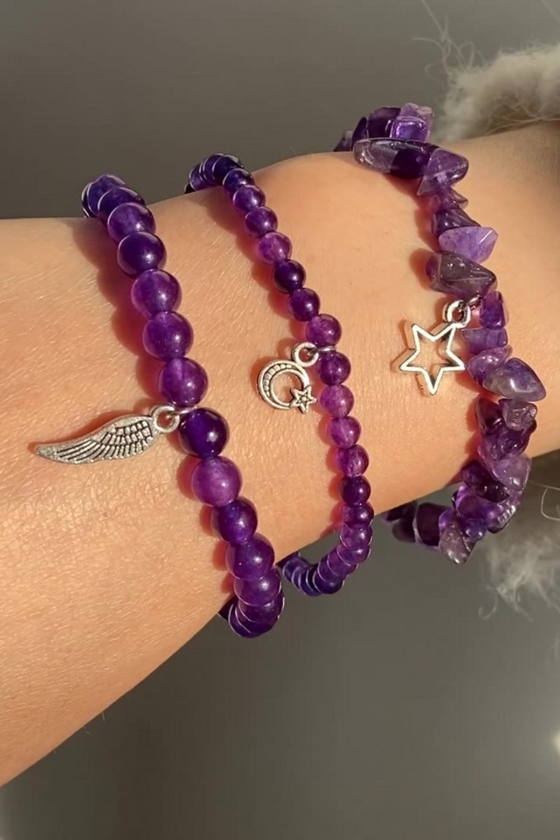 Simple Nature Crystal Bracelets Set Moon and Star 3 Piece Bracelets