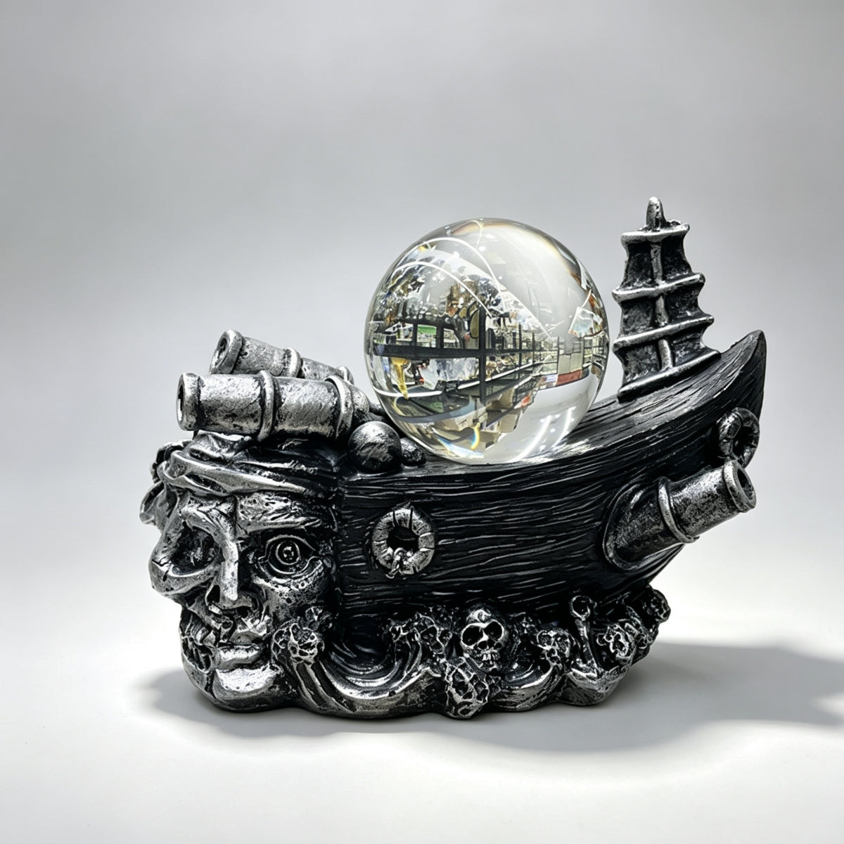 Skull Headed Pirate Ship Stand Sphere Holders