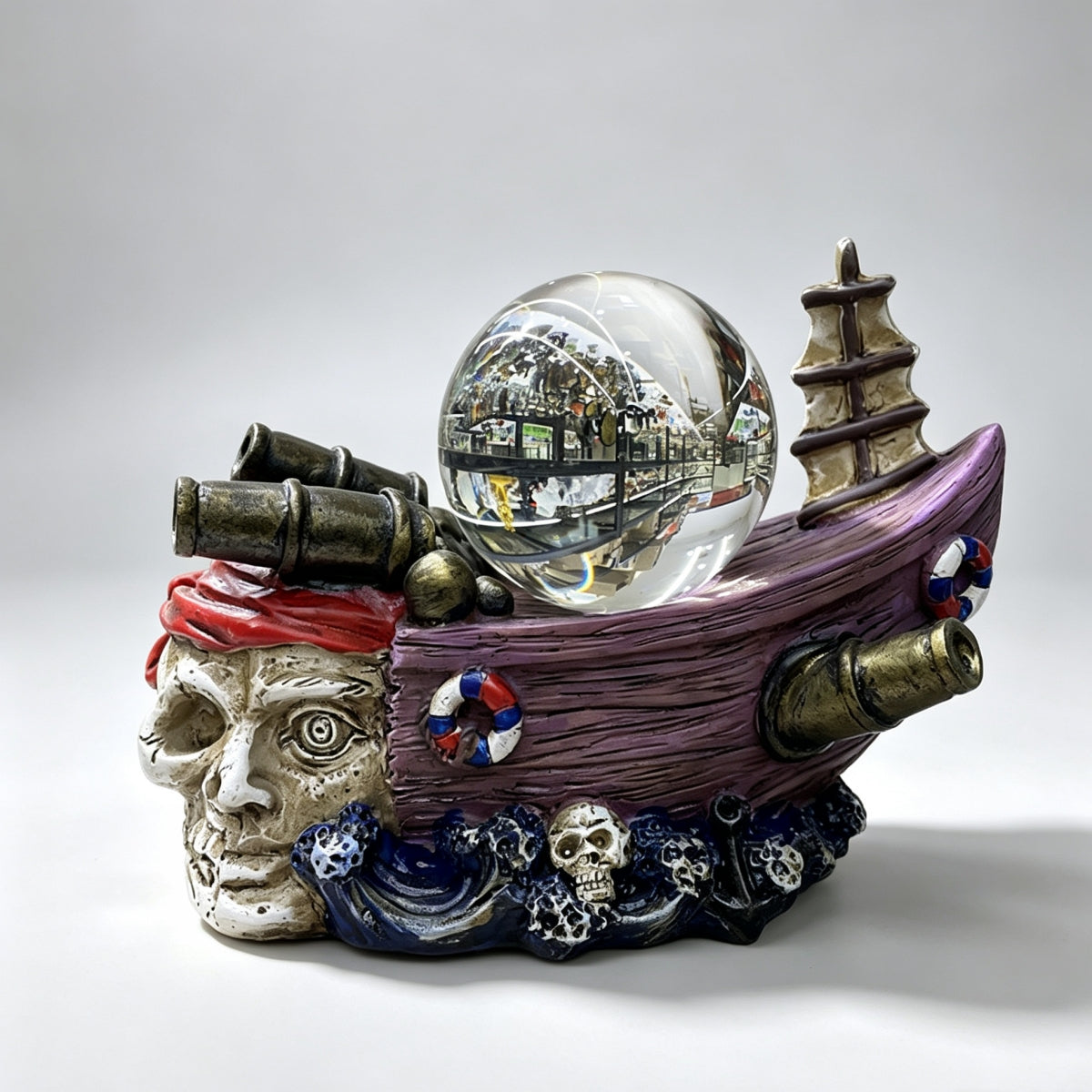 Skull Headed Pirate Ship Stand Sphere Holders