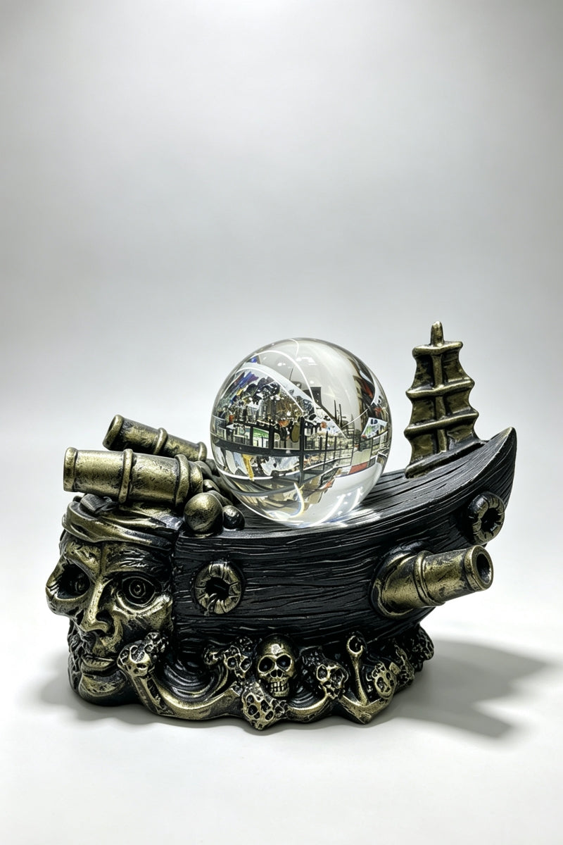 Skull Headed Pirate Ship Stand Sphere Holders