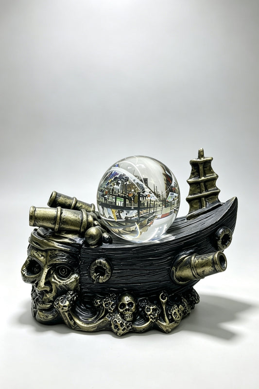 Skull Headed Pirate Ship Stand Sphere Holders
