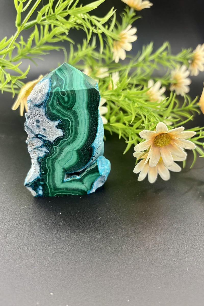 Small Natural Malachite Chrysocolla Towers 3.15" Tall