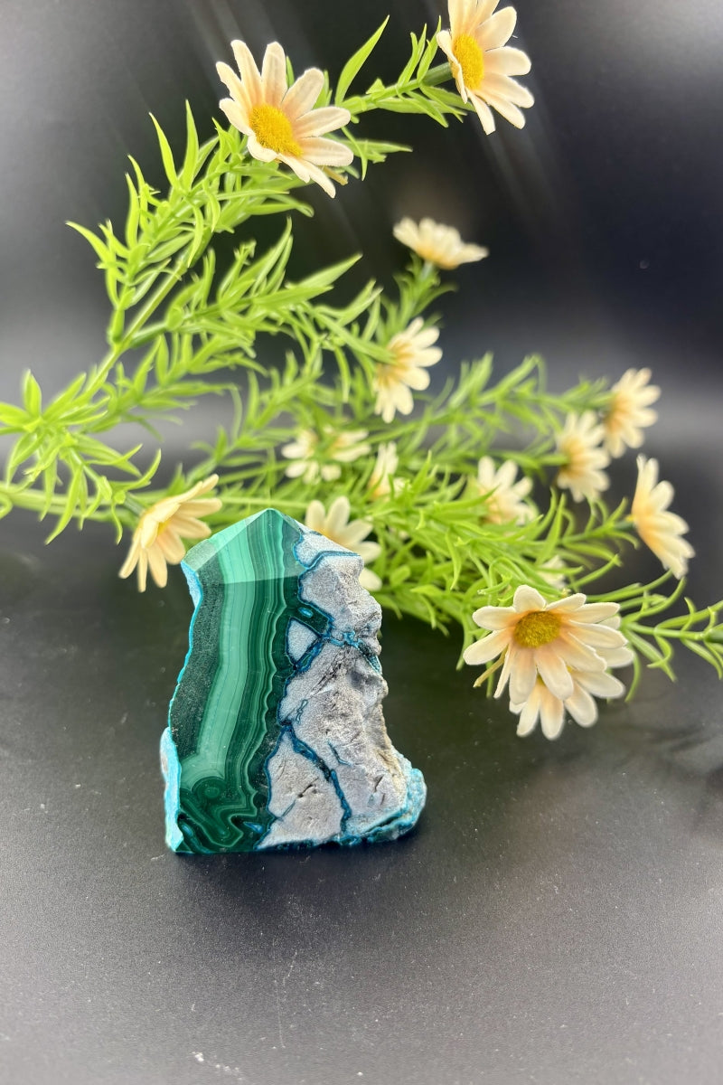 Small Natural Malachite Chrysocolla Towers 3.15" Tall