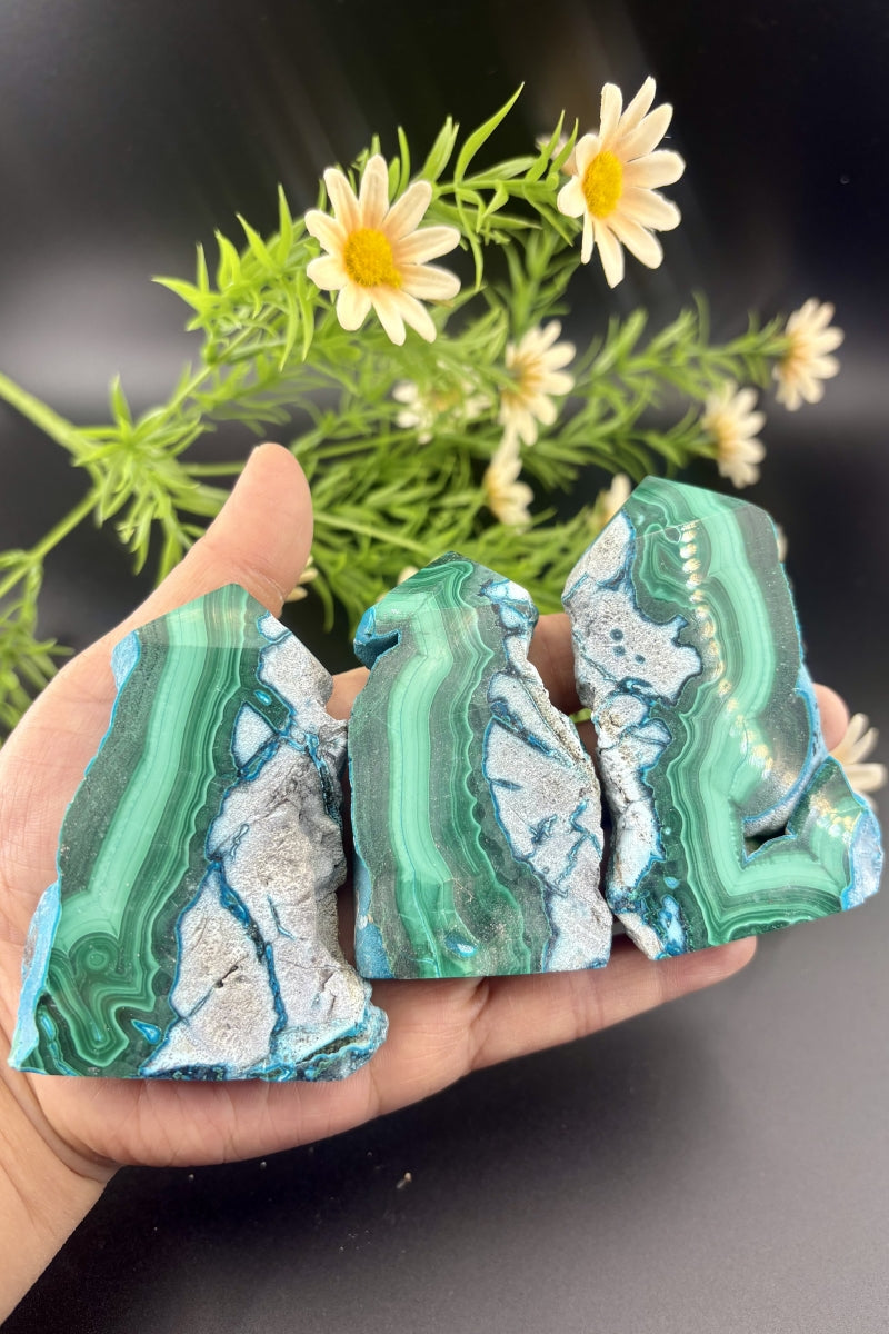 Small Natural Malachite Chrysocolla Towers 3.15" Tall
