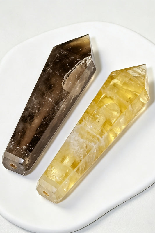 Smokey Quartz Citrine Wands 4.13"Tall