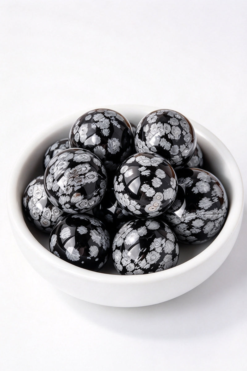 Snow Flame Obsidian Spheres 0.59"-1.18"