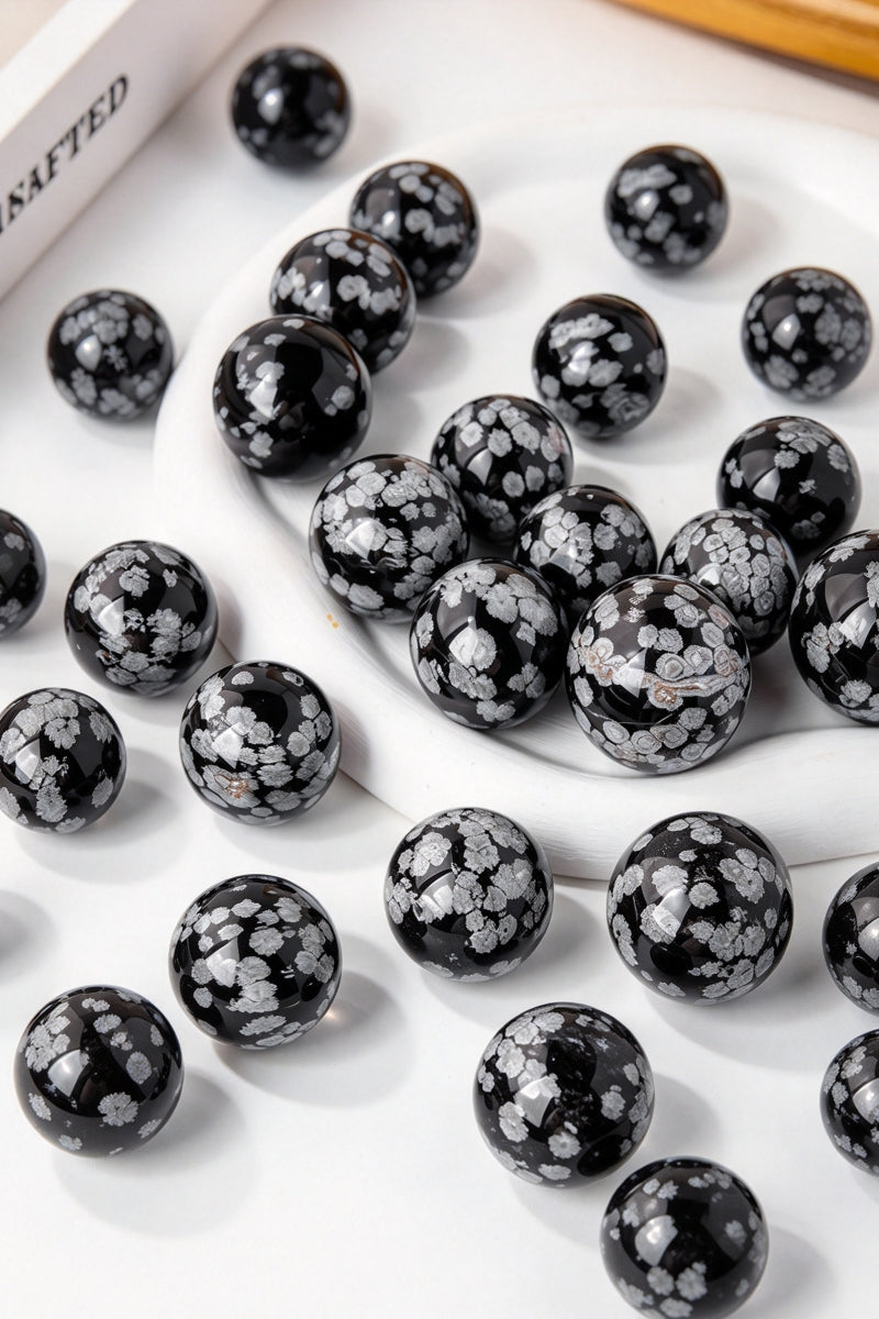 Snow Flame Obsidian Spheres 0.59"-1.18"