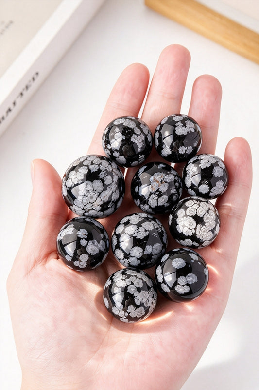 Snow Flame Obsidian Spheres 0.59"-1.18"