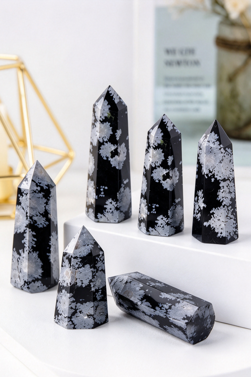 Snow Flame Obsidian Towers 1.57"-2.36"Tall