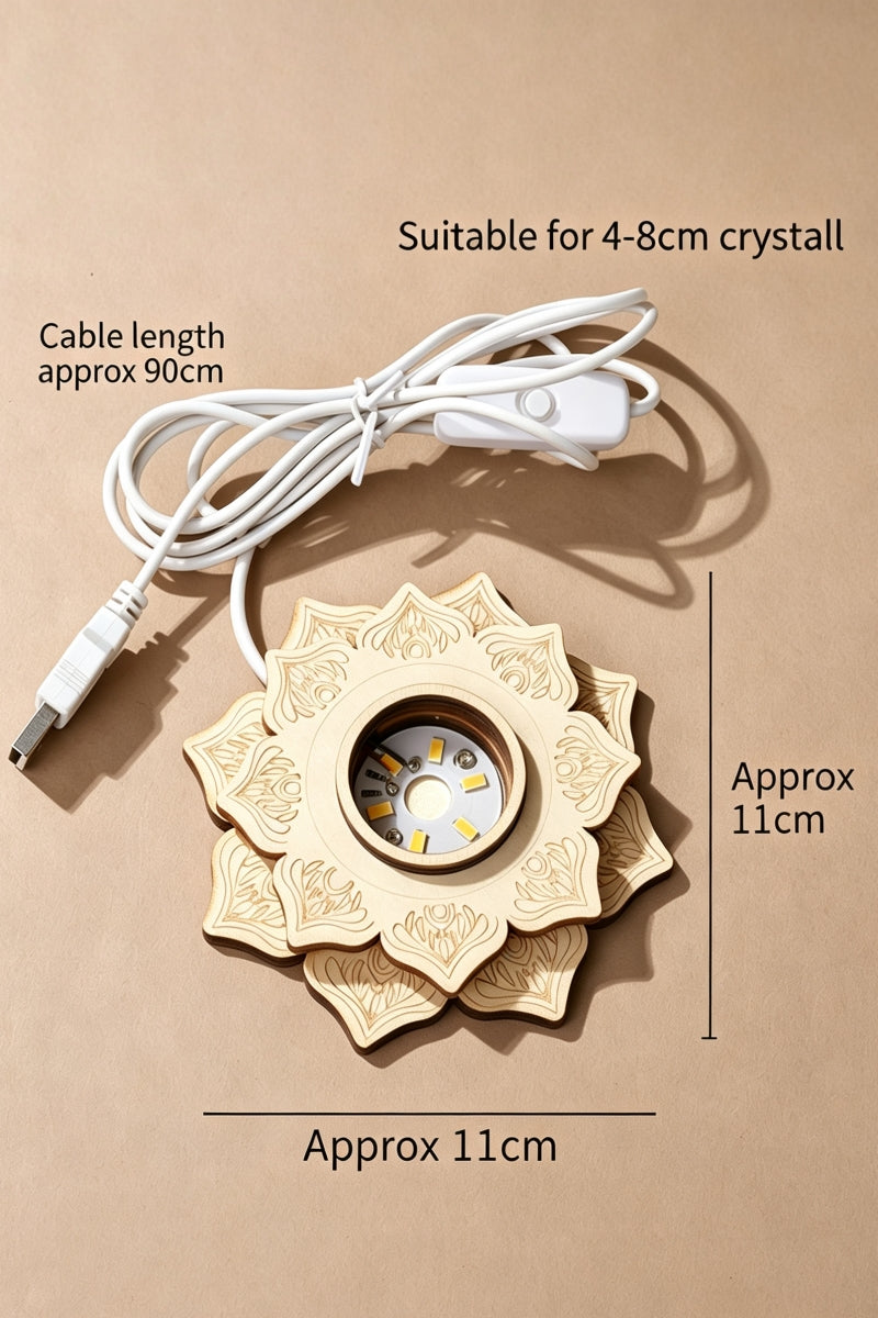 Solid Wood Lotus Glowing Sphere Holders USB