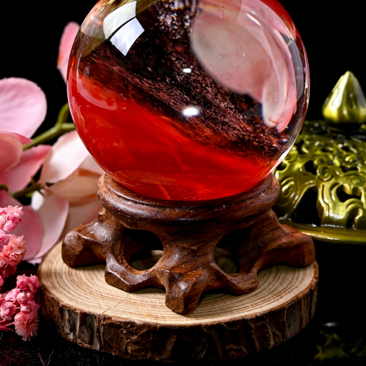 Solid Wood Round Carving Sphere Holders