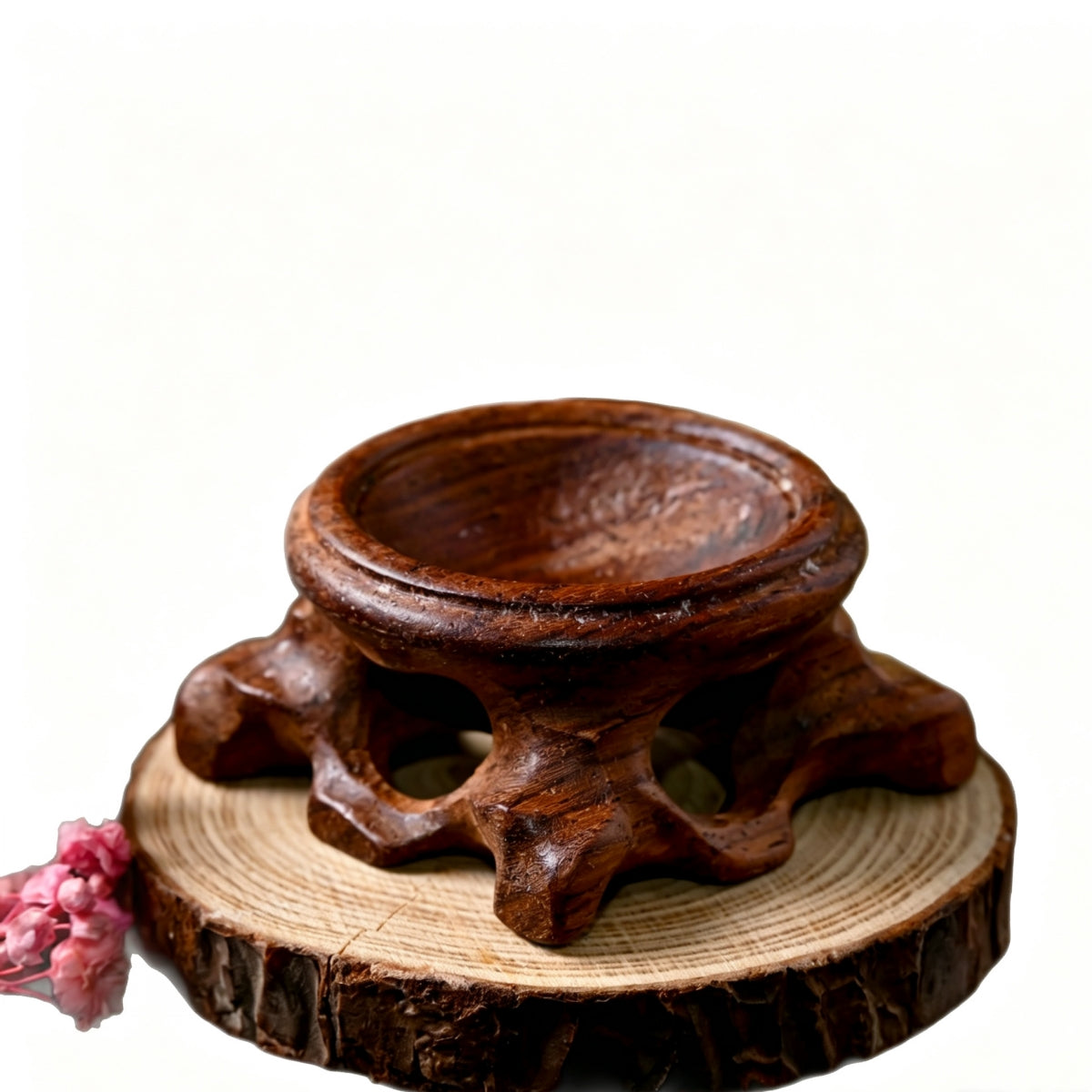 Solid Wood Round Carving Sphere Holders