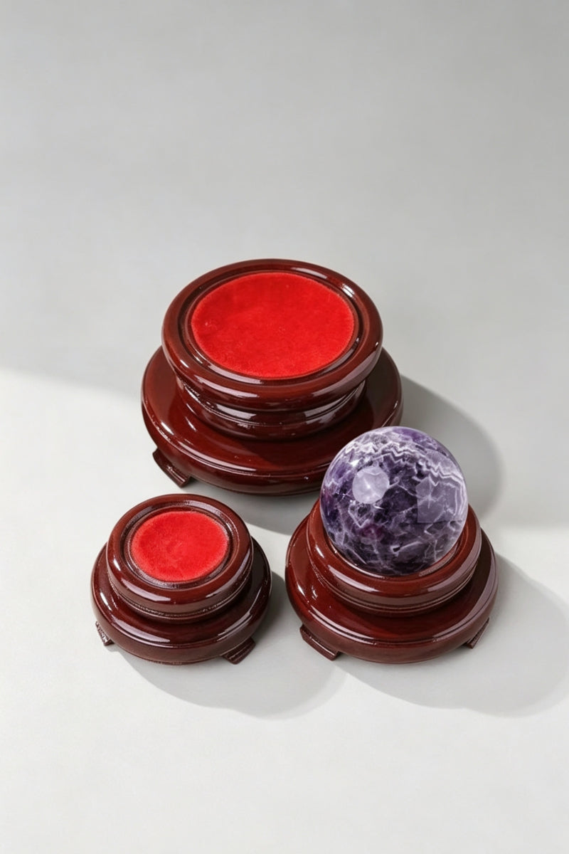 Solid Wood Round Double-Layer Rotating Sphere Holders