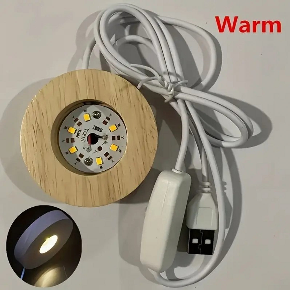 Solid Wood Round Illuminated Light Fixture Sphere Holders USB