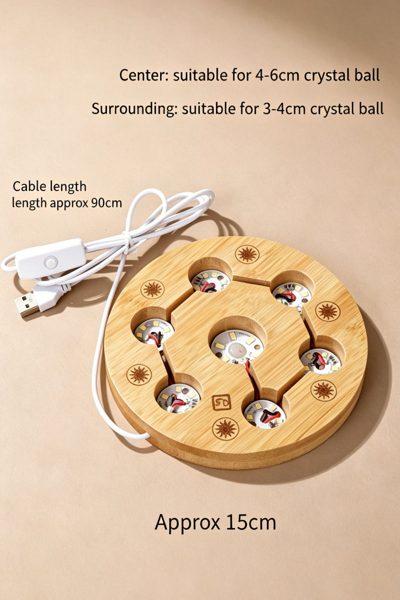 Solid Wood Seven-Star Array Glowing Sphere Holders USB