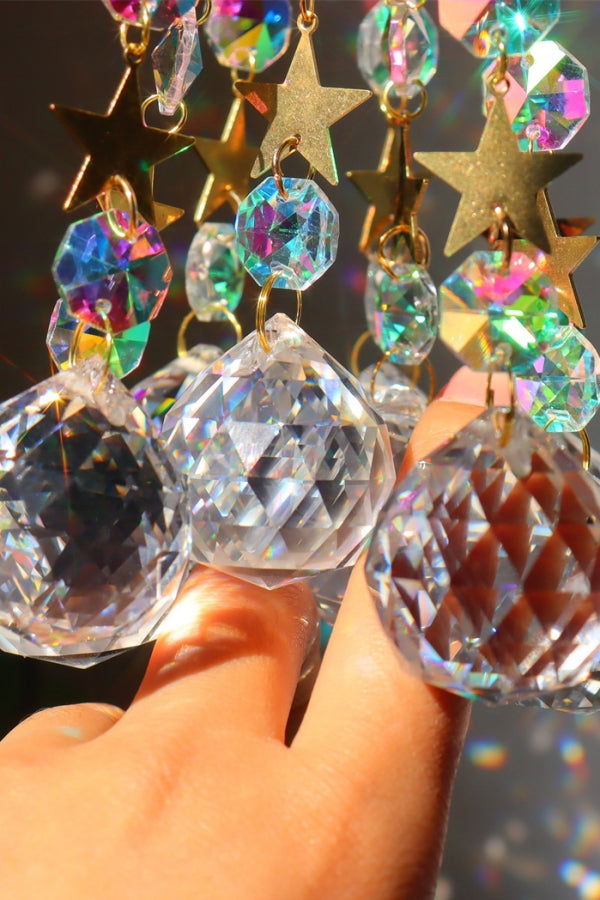 Star Sun Catcher Natural Crystal Chips Handmade Garden Decoration