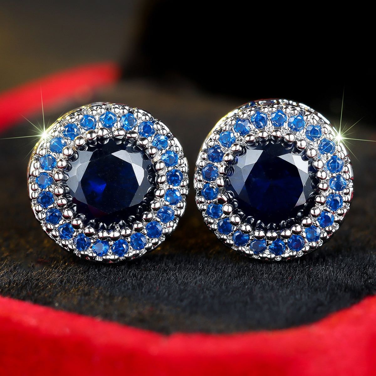 Textured Circular Earrings with Full-Set Diamonds