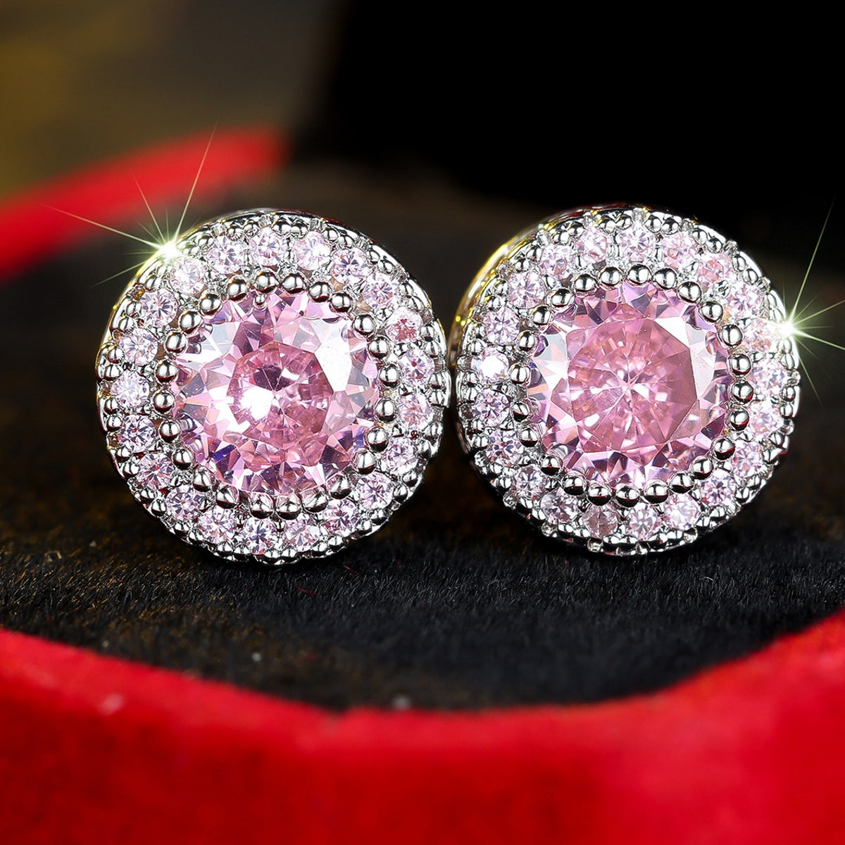 Textured Circular Earrings with Full-Set Diamonds