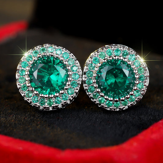 Textured Circular Earrings with Full-Set Diamonds