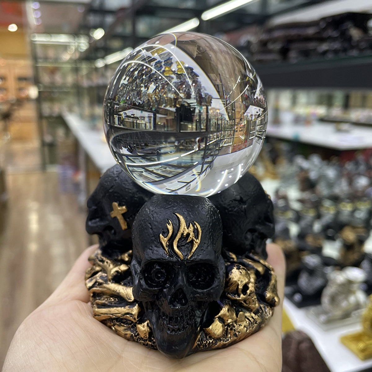 Three Skull Resin Craft Ornament Sphere Holders