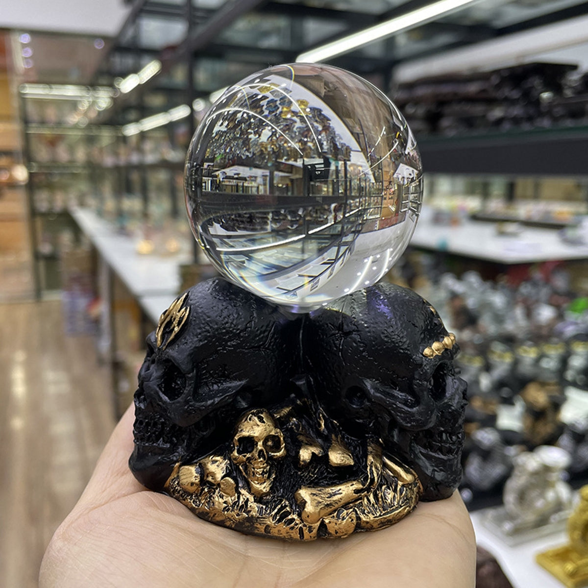Three Skull Resin Craft Ornament Sphere Holders