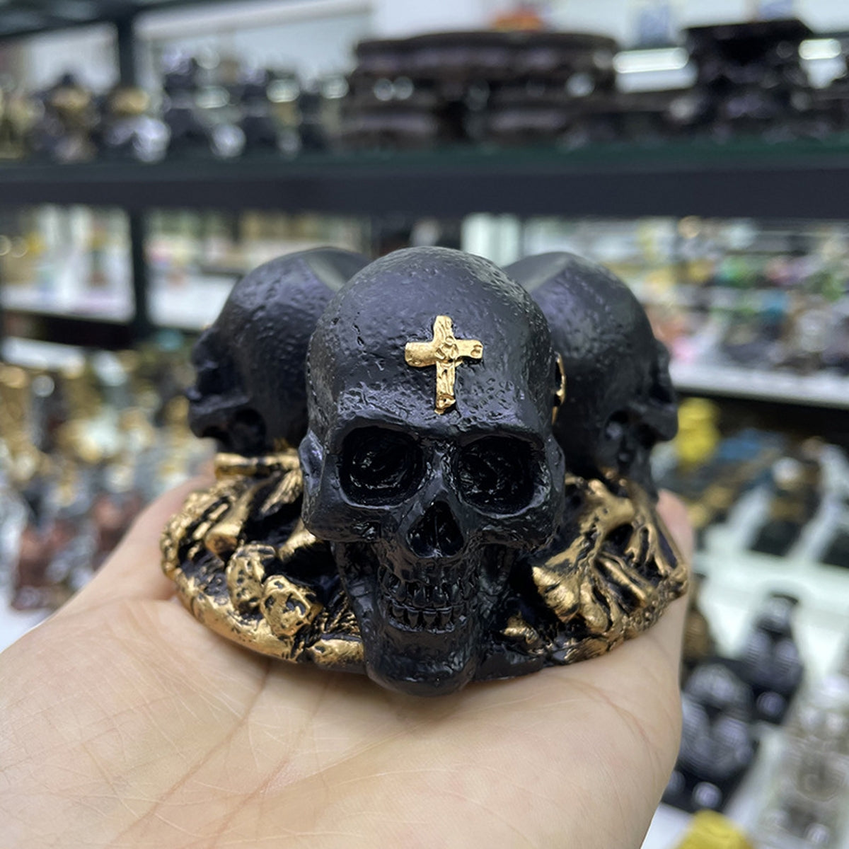Three Skull Resin Craft Ornament Sphere Holders
